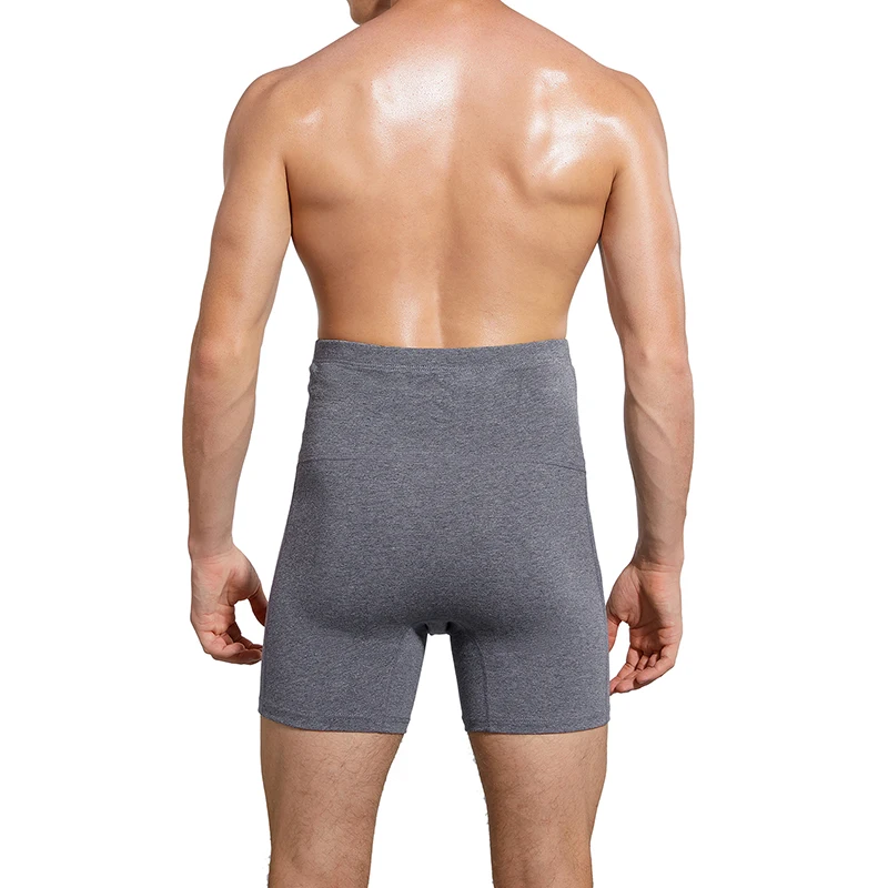 High-Waisted Compression Boxer Briefs for Men - Tummy Control, Open Fly, Breathable Cotton Fabric, Comfortable Fit, Shapewear Un