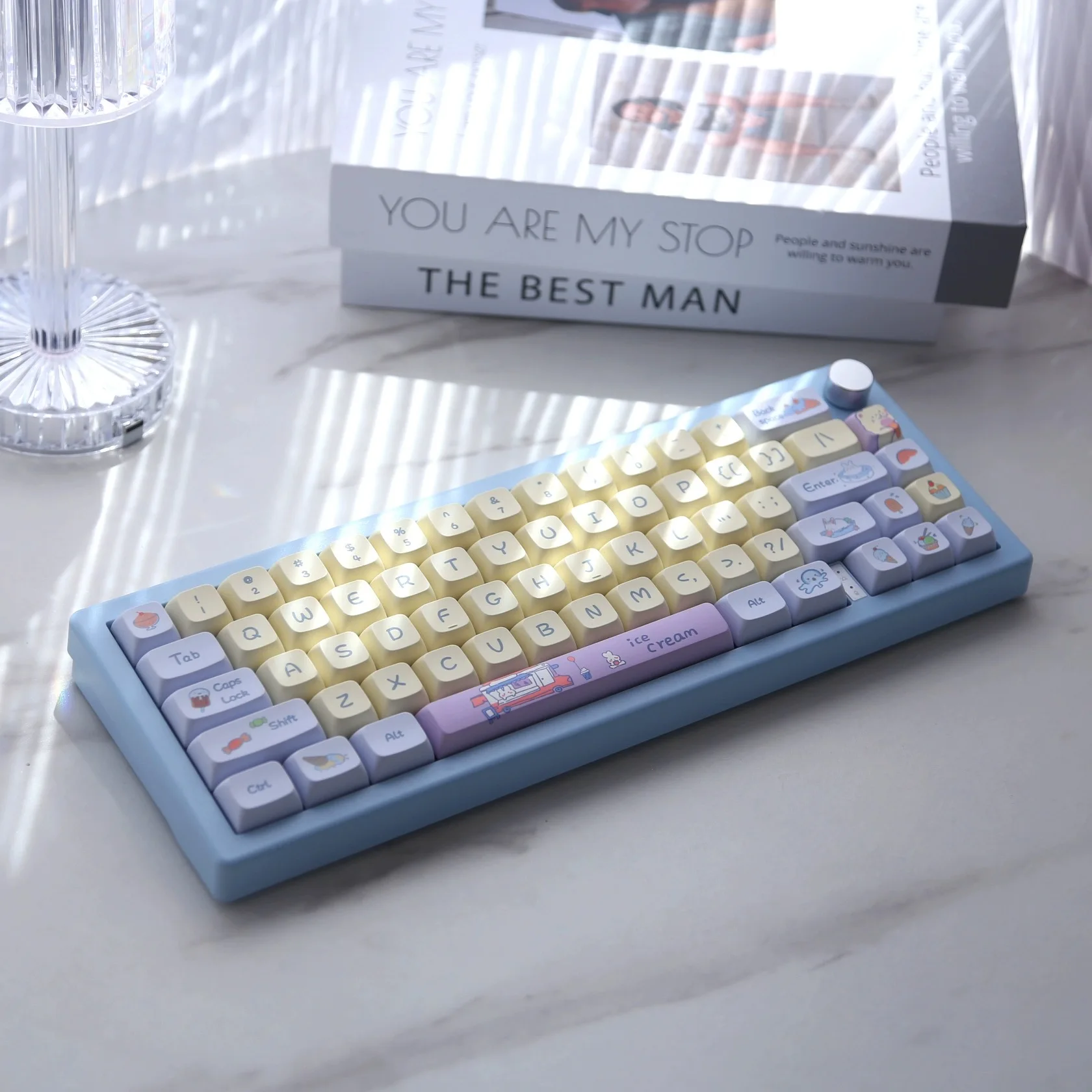 

【Skyline】Summer Mianmian ice Theme Keycap PBT Sublimation Mechanical Keyboard Blue Ball Cap