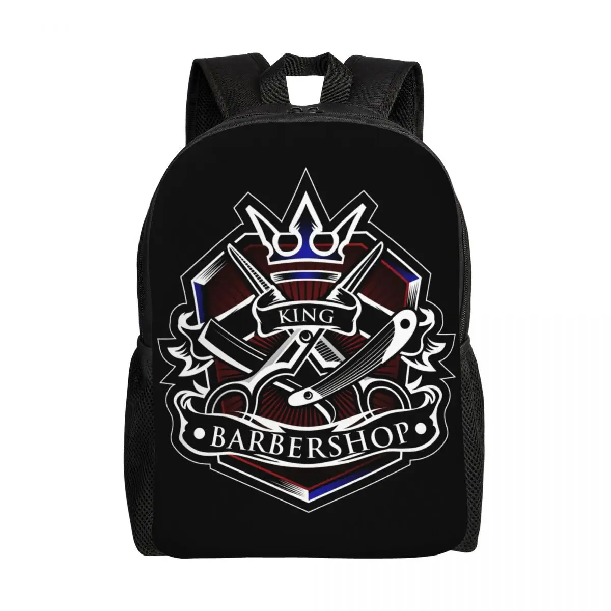 Barber Pole And Crown Backpacks Vintage Barbershop School College Travel Bags Men Women Bag Fits Laptop Large Capacity Backpack