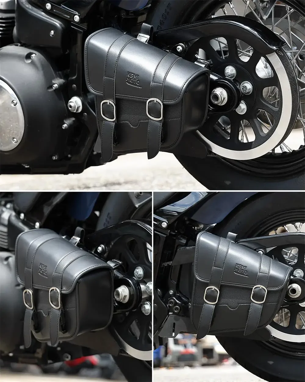 Motorcycle Swingarm Bag Left Side Solo Bags Retro Leather Swing Arm Saddlebag for Softail Dyna Low Rider Motorcycle Accessories
