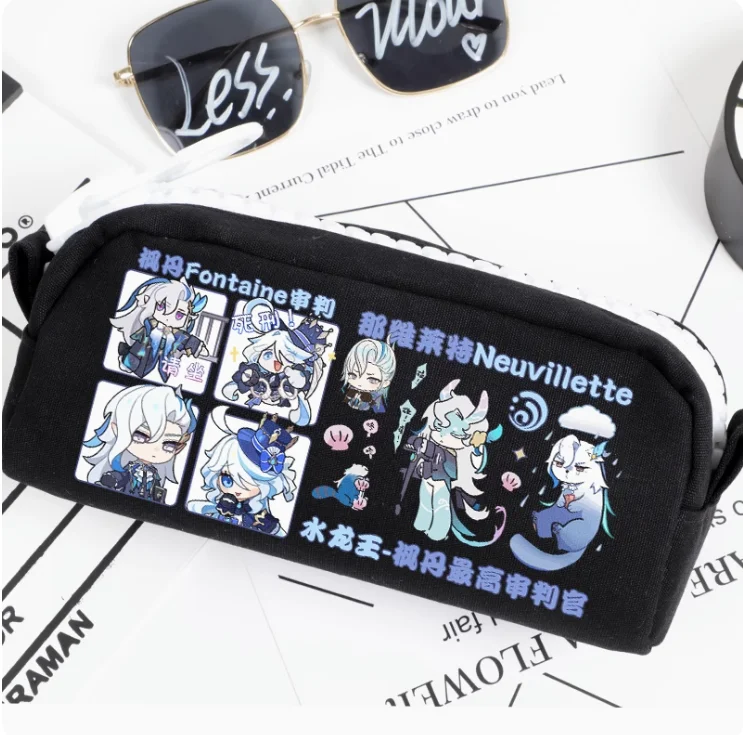 Anime Genshin Impact Neuvillette Pencil Case Oxford Canvas Storage Bag Pencil Box Pencilcase School Pen Bag 2087