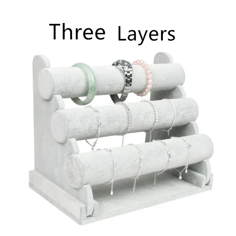 1Pcs คุณภาพสูง Vintage PU หนัง/กำมะหยี่สร้อยข้อมือนาฬิกาเครื่องประดับ T-Bar Rack Organizer Hard จอแสดงผล stand Holder