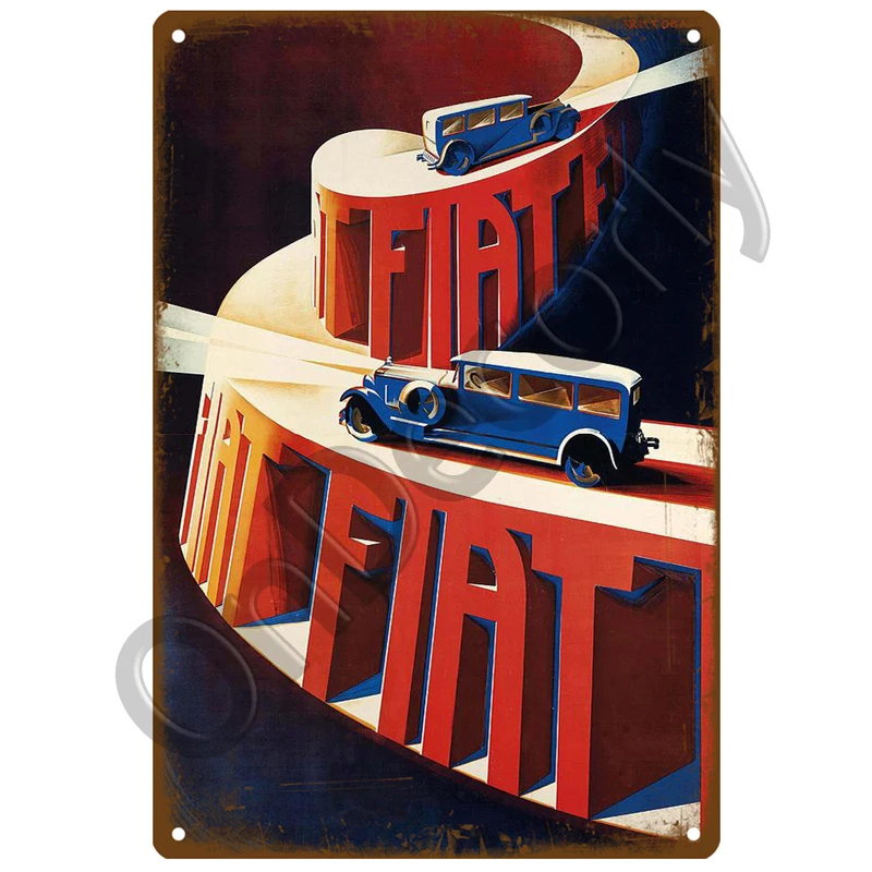 Car Tin Sign Vintage Shabby Abarth Car Poster Bar Pub Garage Man Cave Sign Metal Wall Plates Decor Printed Tin Board Painting