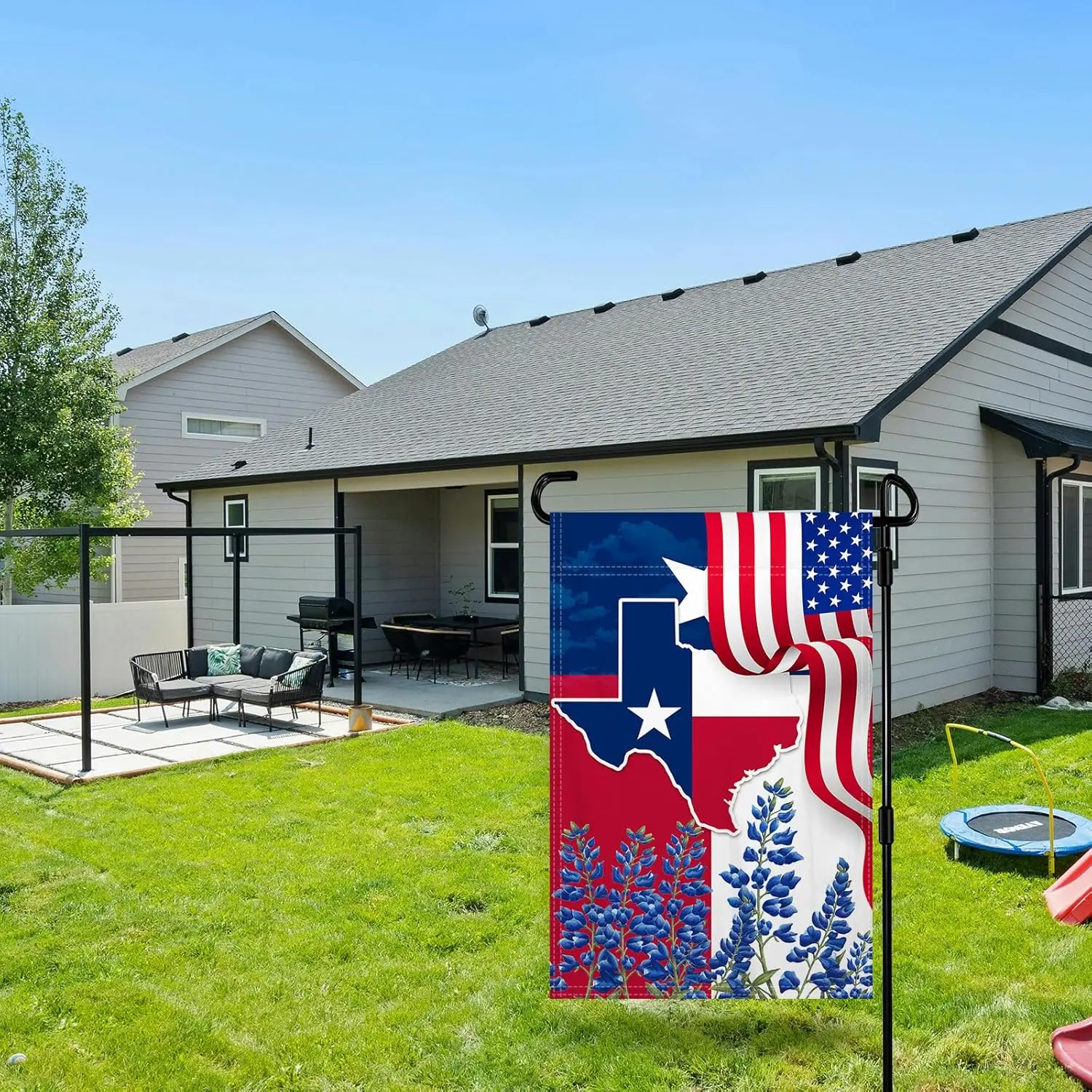 Texas Blue Bonnets Garden Applique Flag Outside 12x18 Double Sided | Small House Flag for Lawn Yard Patio Deck Porch LLX PPM