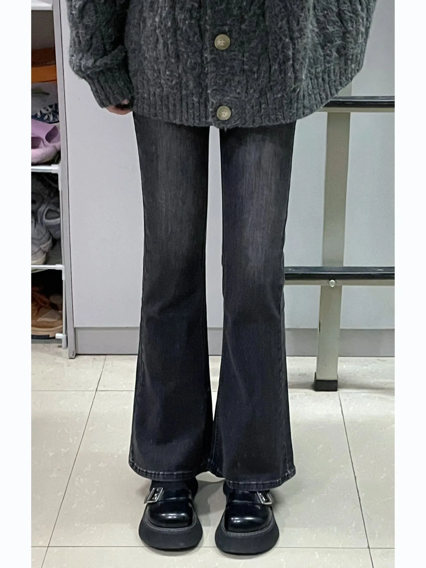 

Джинсы-колокольчики с высокой талией, женские облегающие эластичные брюки, осенний новый дизайн, модные повседневные джинсы больших размеров