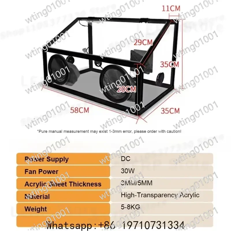 for Jewelry Hobby Craft Sealed Acrylic Polishing Box with Adjustable Speed Fan Dust Proof Grinding Enclosure Featuring Glove