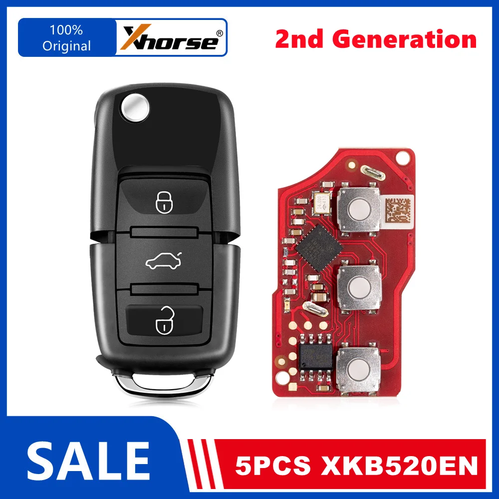 5 Piece XHORSE XKB520EN Second Generation Wired Remote Replace XKB501EN and Supports Wireless Programming