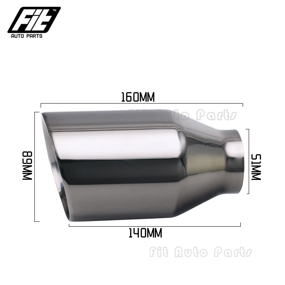 

Universal Decorate Exhaust Muffler Tail Pipes 51mm to 89mm 102mm Slant Outlet Throat Tailpipe Nozzle Black