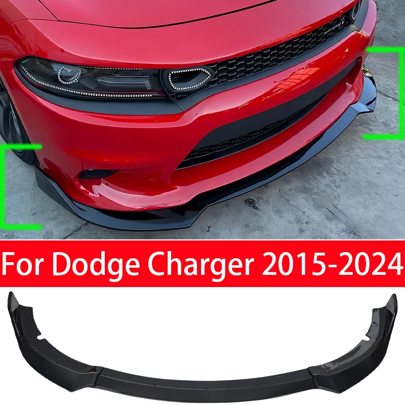 

3 шт., передний бампер автомобиля, диффузор для губ, спойлер, BodyKit, сплиттер для Dodge Charger SRT 2015-2024, передняя лопата, юбка, аксессуары для доски