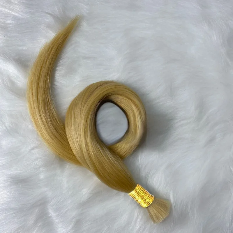 Voller Kopf, 100 % Echthaarverlängerungen, blond, 613, glattes Haar, zum Flechten, kein Schuss, Massenhaar für Zöpfe, indische Haarbündel