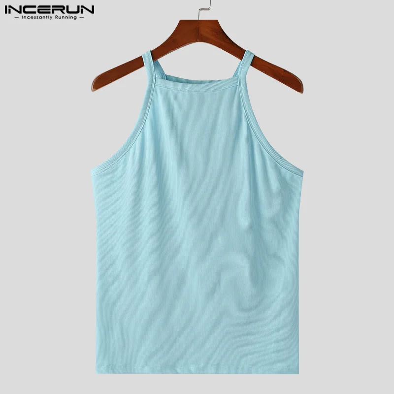 INCERUN Men Tank Tops Solid Color O-neck Sleeveless Fitness Casual Male Vests 2024 Streetwear Summer Fashion Men Clothing S-5XL