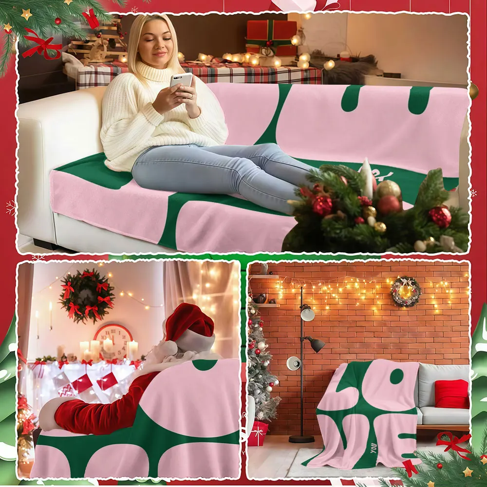 Retro Love Typography Winter Summer Flannel Blanket Throw Fleece Soft Fuzzy Plush Cozy Fleece Blankets for Sofa Ideal Gifts