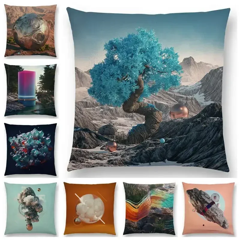 أحدث ثلاثية الأبعاد طباعة مشرق ملون العالم مذهلة مشهد غطاء الوسادة تعليق رائع سبار أريكة معدنية رمي كيس وسادة #3