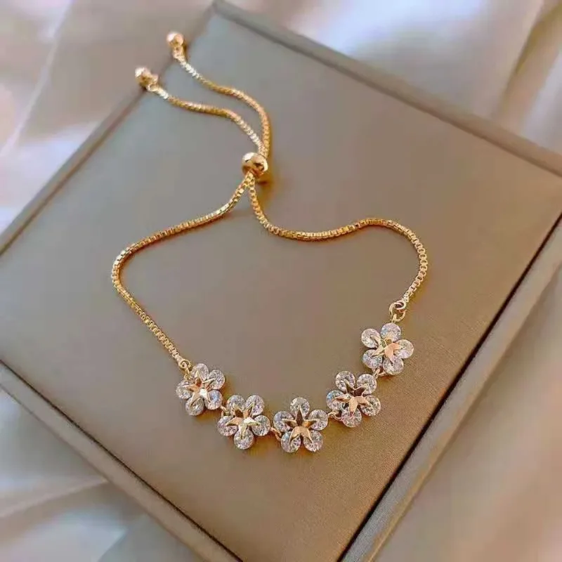 New Korean Fashion Zircon Butterfly Bracelets for Women Cute Gold Color Stainless Steel Chains Bangles Party Jewelry Girl Gift