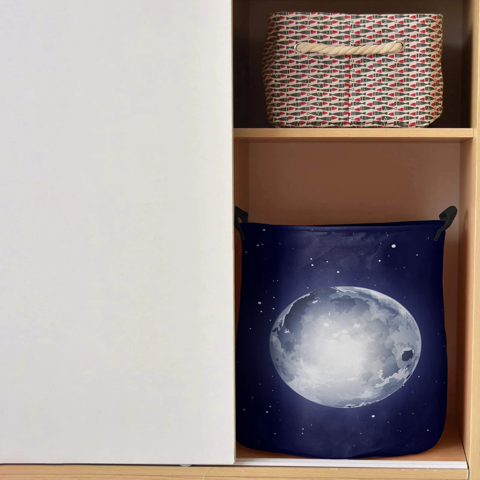 Moon Sphere Round Starry Sky Stars Dirty Laundry Basket Foldable Home Organizer Basket Clothing Kids Toy Storage Basket