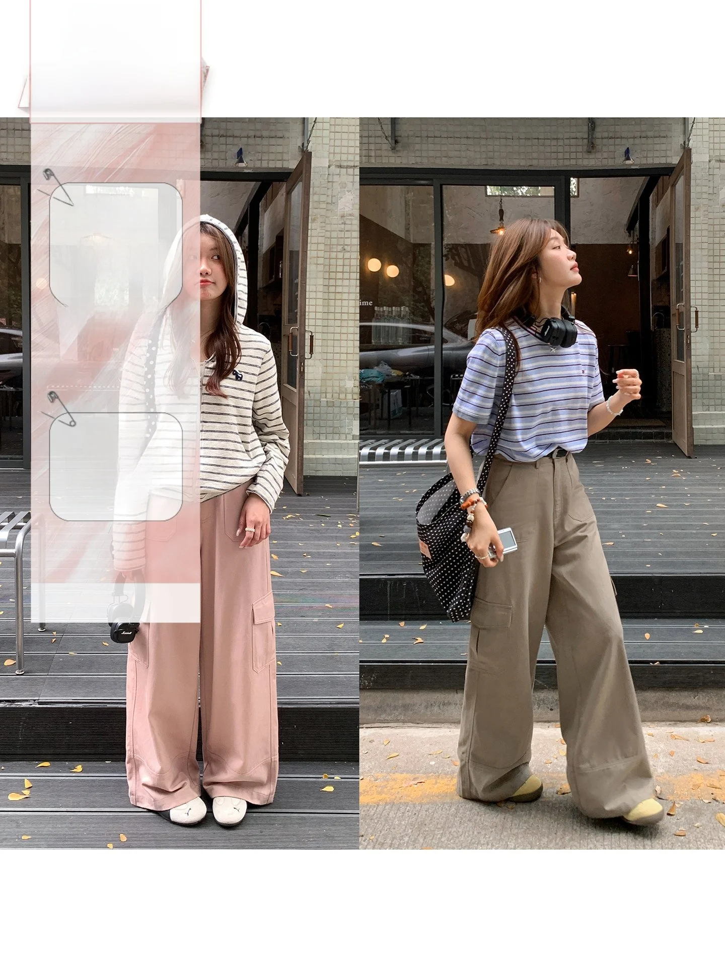 

Корейские винтажные широкие брюки Sisilyon в стиле рабочей одежды для женщин, весенне-летняя версия малого размера, повседневные брюки с эффектом похудения