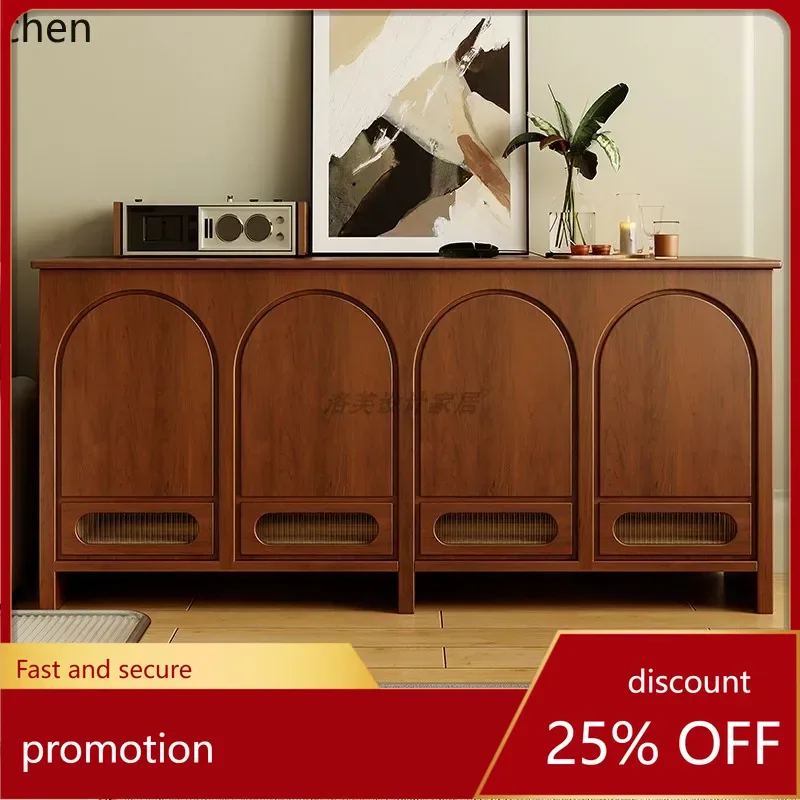 

HXL antique door cabinet retro arched door shoe cabinet wood color household storage cabinet