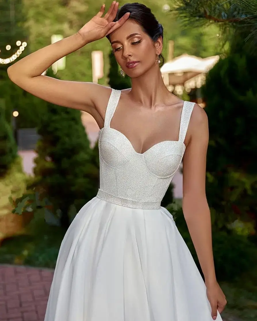 Vestido De novia elegante De dos tirantes para mujer, traje bohemio De tul, línea A, hecho A medida, 2024