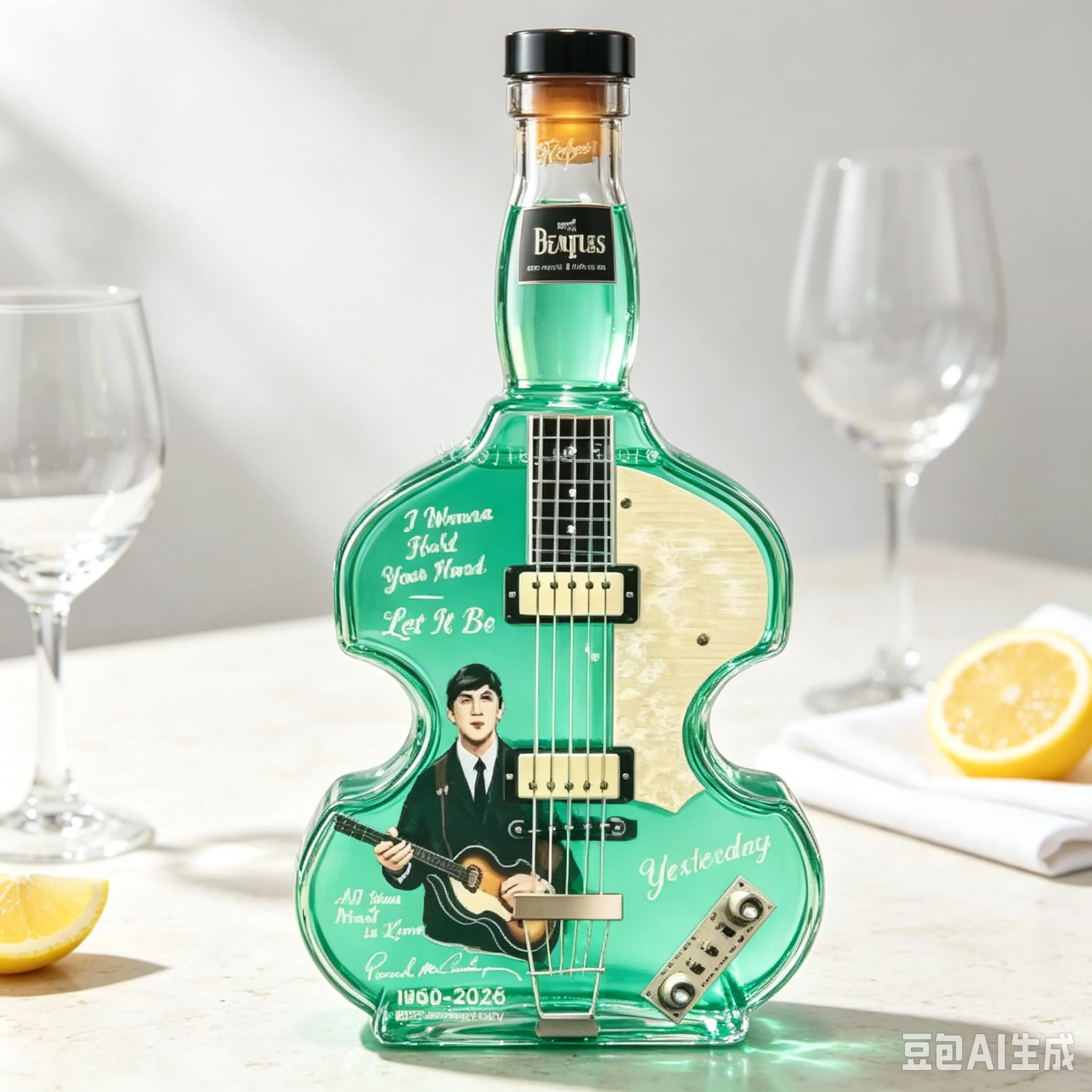 Guitar-Shaped Glass Wine Bottle Decanter Novelty Spirit Home Desktop Bar Ornament Stylish Holiday Gift