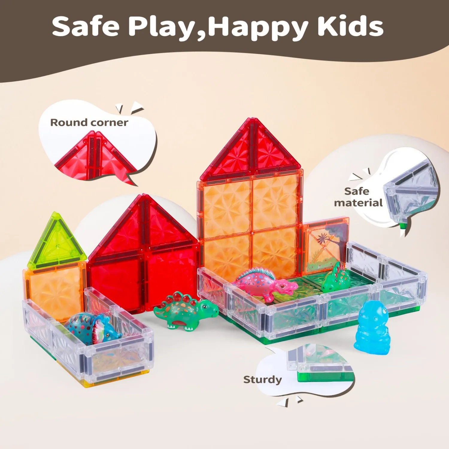 3D Magnetic Dinosaur Building Tiles | Toddler Magnetic Puzzles | Kids Animal Toys for 3+ Years | Dino Ranch Birthday Decor