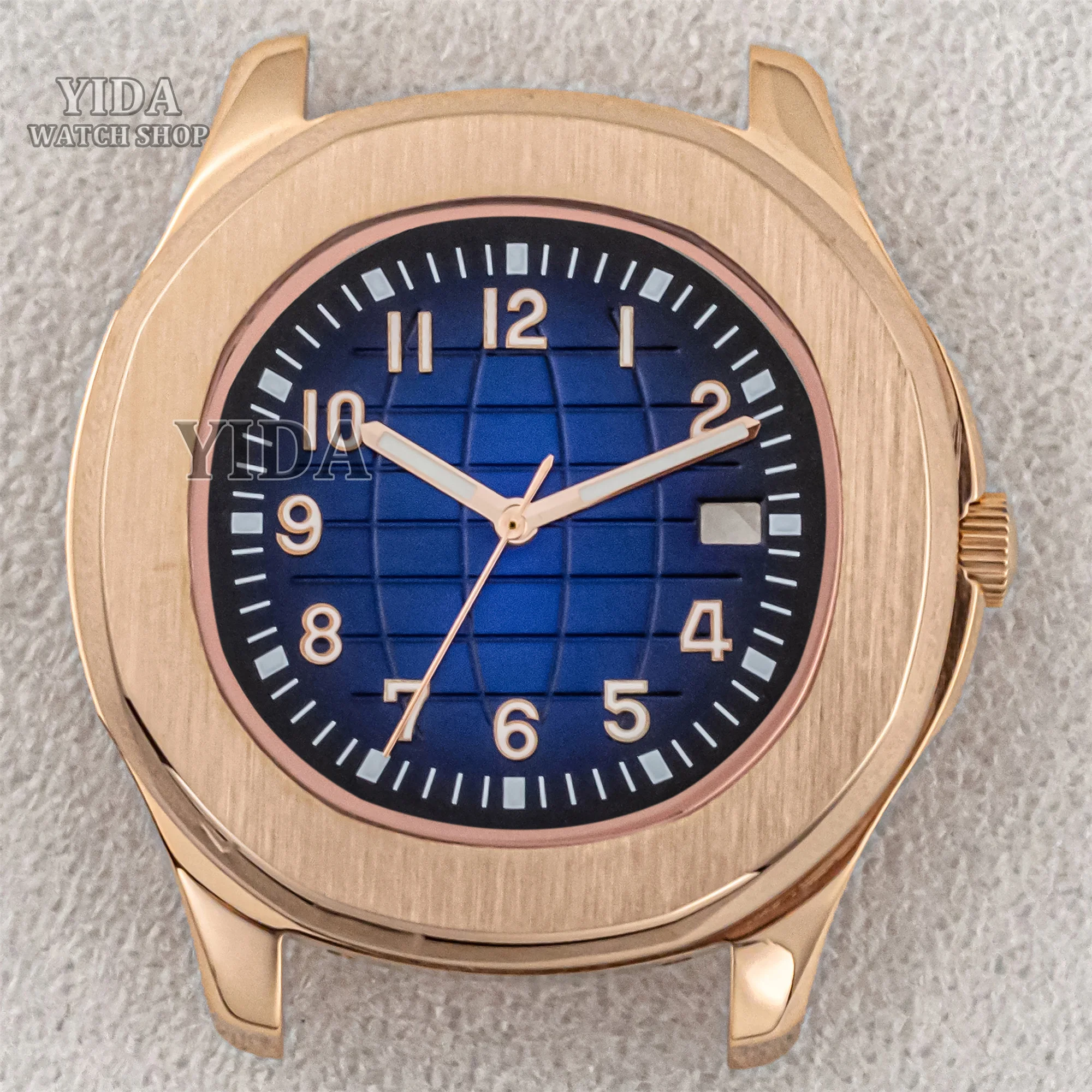 Rose Gold Case 42mm NH35 WatchCase 32mm Dial Green Lumiinous Hands 10ATM Waterproof For AQUANAUT Nautilus NH36 Movement Mod Part