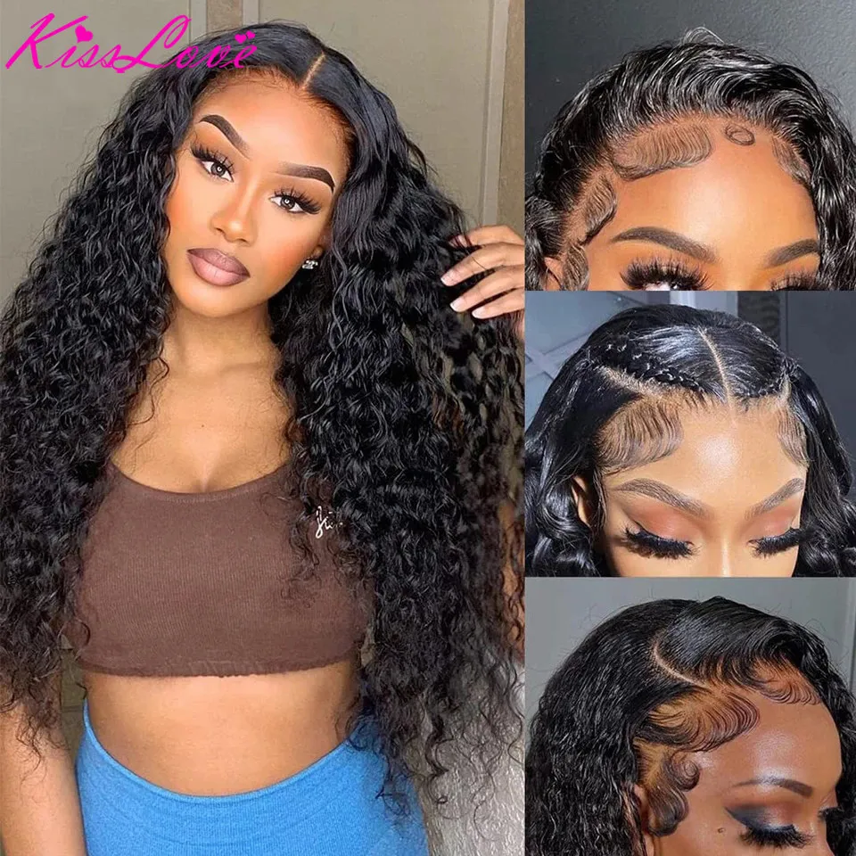 34 32 Inch Brazilian Deep Wave 13x4/13x6 Lace Front Wig Transparent Curly Human Hair Lace Wigs Glueless HD 5x5 Lace Closure Wig