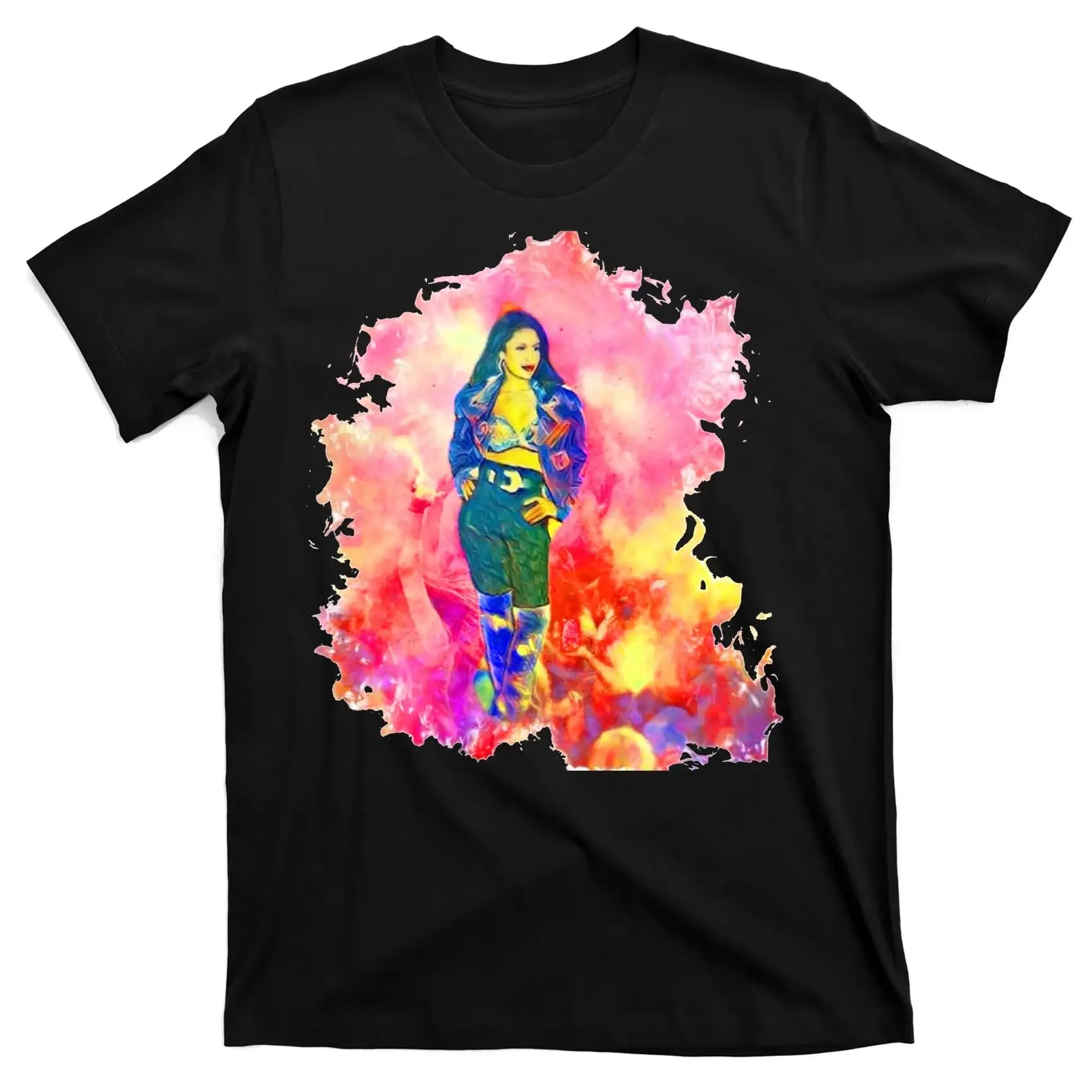 Selenas Quintanilla Watercolor T-Shirt BlackUnisex T-shirts for Men Women Summer Tees Cotton Luxury brand vintage oversized