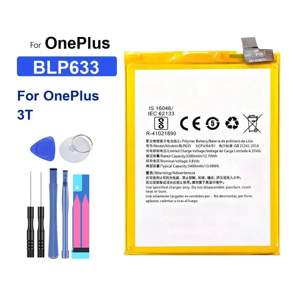 

Fast Charging Mobile Phone Battery BLP633 For Oneplus 3T 3400Mah