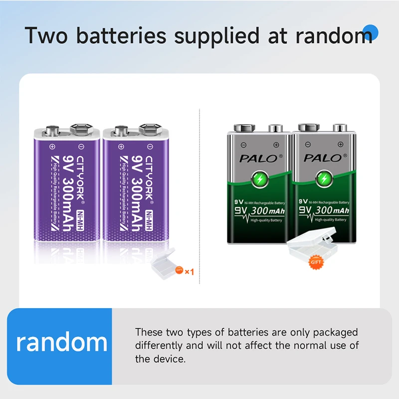 PALO 9 Vニッケル水素充電電池300 mAh USBスマート電池充電器、9 V 6 F 22 9 Vニッケルカドミウムニッケル水素リチウム充電電池に適用