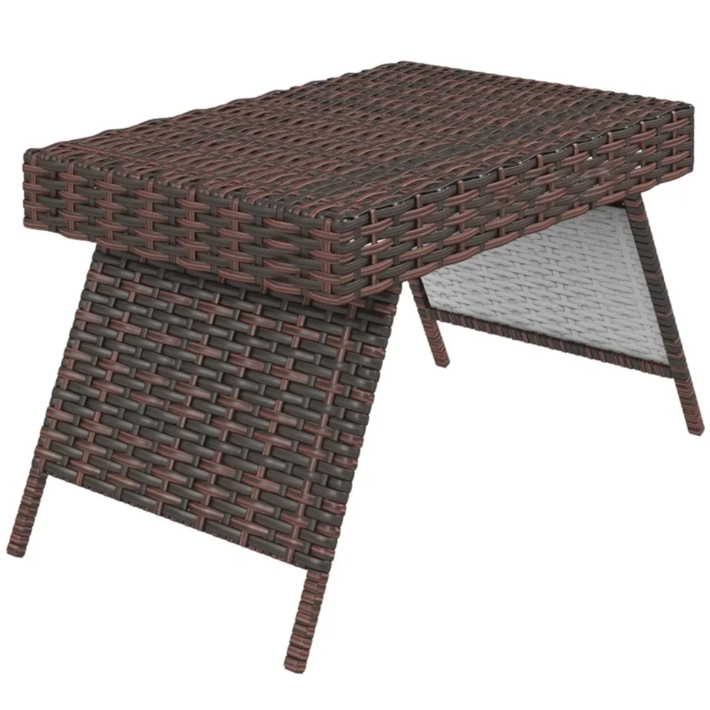 

Folding Rattan Wicker Coffee Side Table Patio Garden Poolside Yard Outdoor