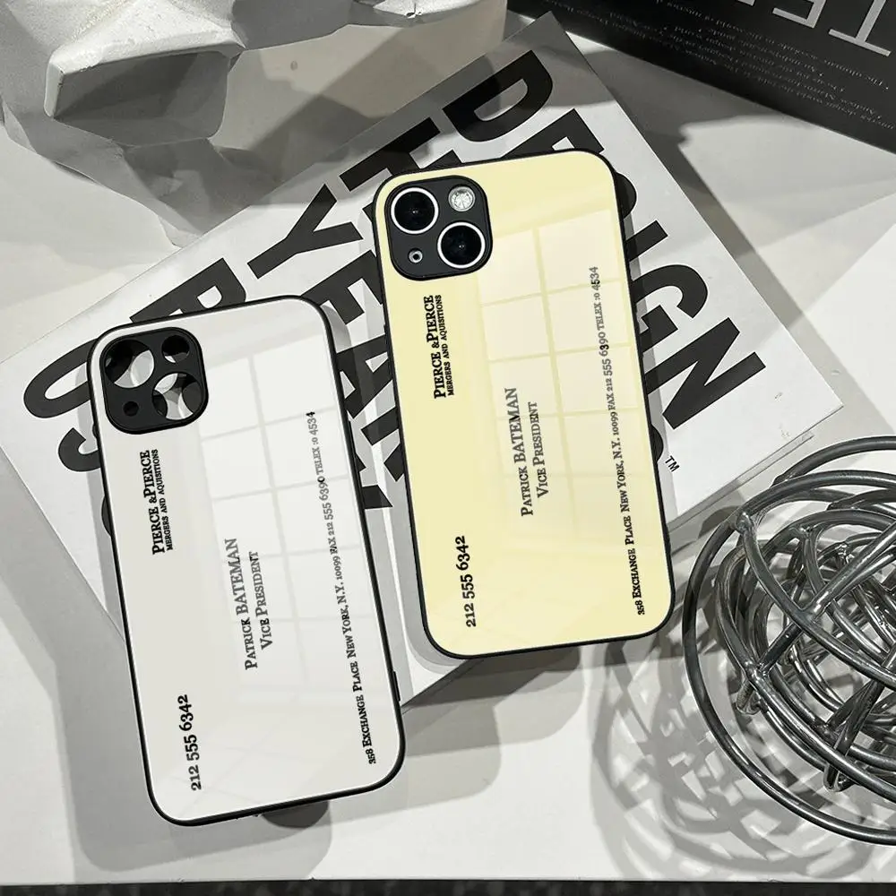 Patrick Bateman Business Card Phone Case Tempered Glass Shell FOR IPhone 16ProMAX 14 12 17Pro Air 15 16 Plus 13 Pro MAX Cover