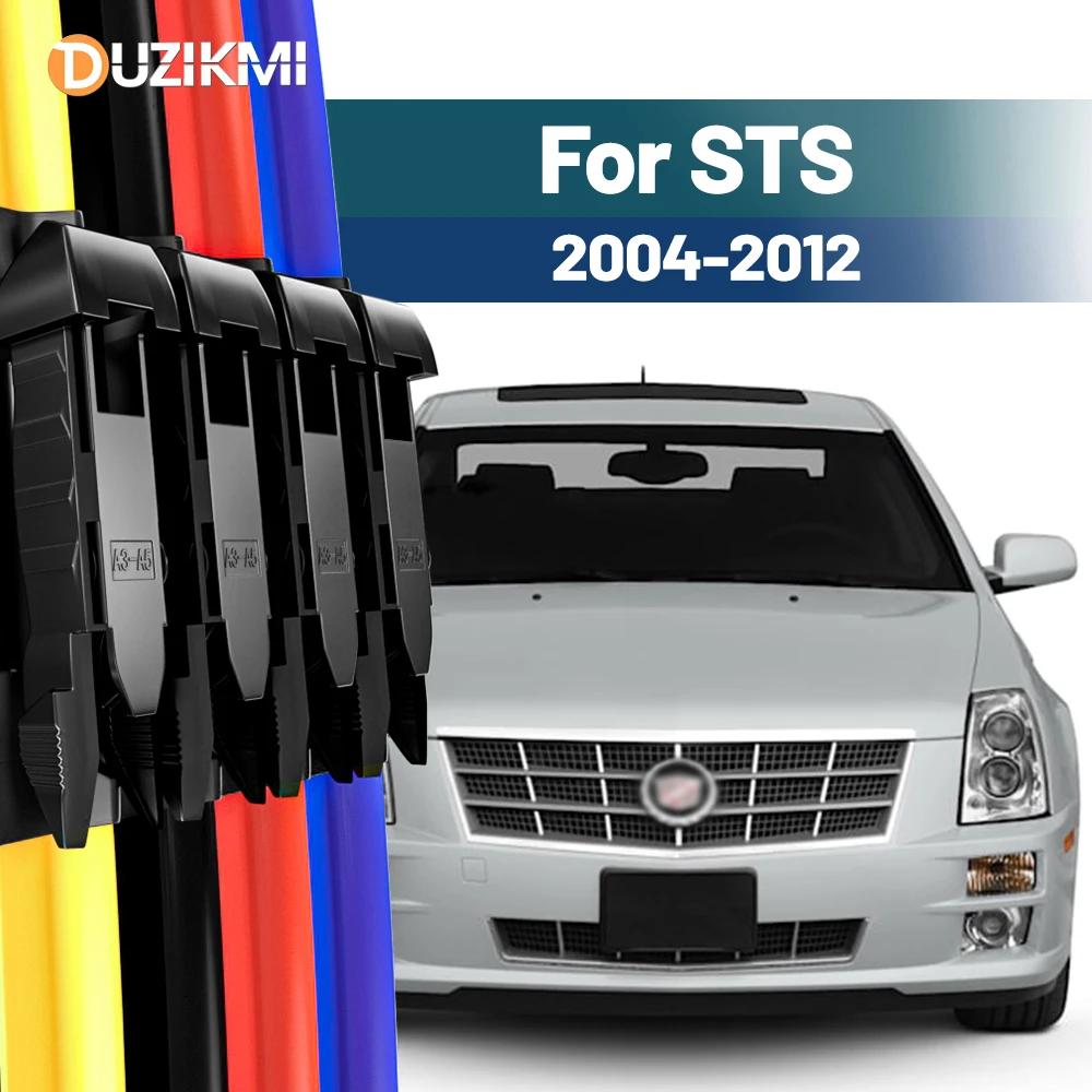 

For Cadillac STS 2004-2012 2005 2006 2007 2008 2009 2010 2011 2pcs Front Windshield Windscreen Wiper Blades Red Blue