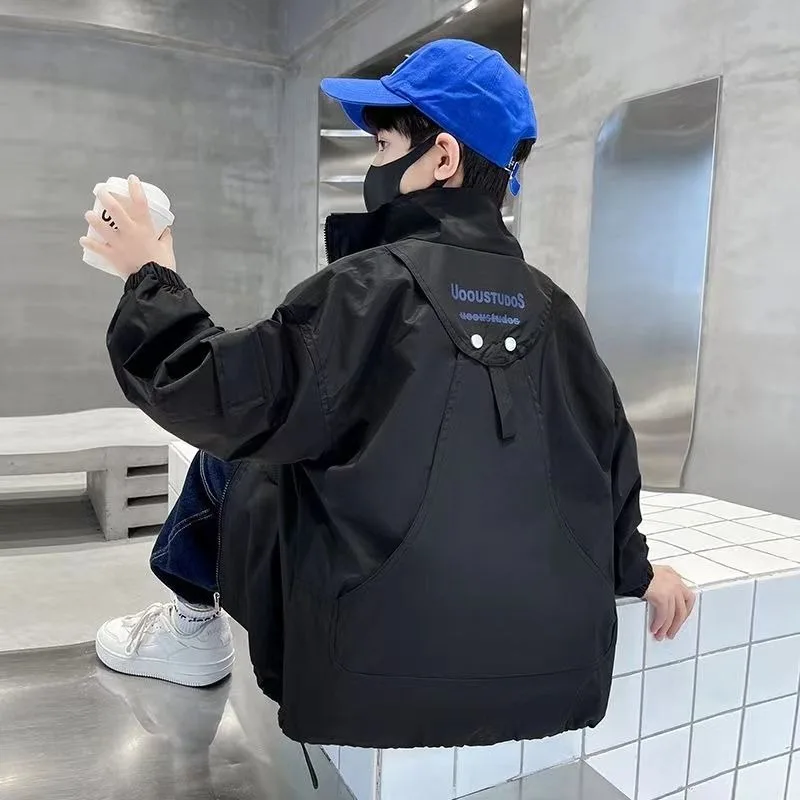 

Новинка 2025 года, ветровка для мальчиков, весенне-осеннее пальто, стильная уличная куртка для подростков