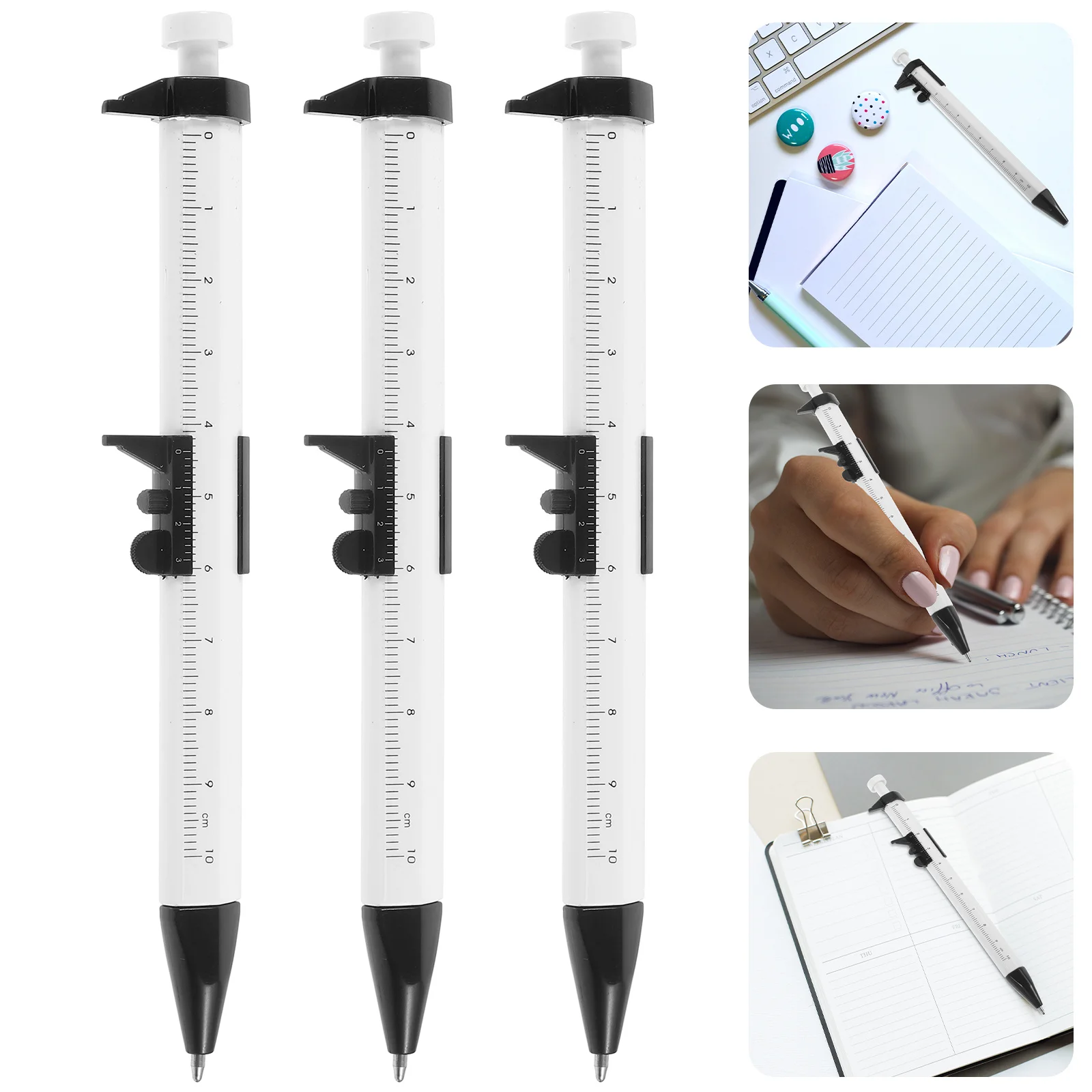 

5Pcs Vernier Caliper Ballpoint Pens Multifunctional Portable Measuring Tools for Engineers Woodworkers Writing Pens