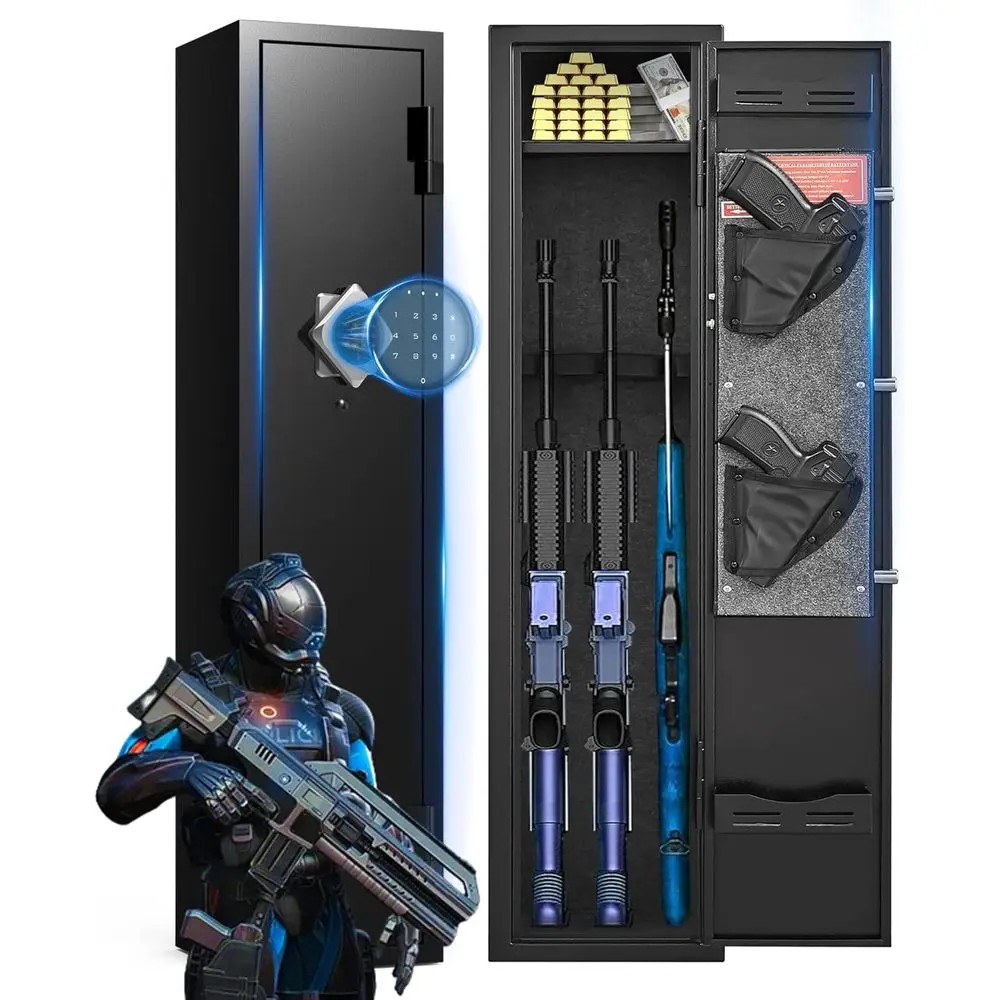 

Secure 4-6 Gun Cabinet with Password Lock, Alarm, and Full Access Door