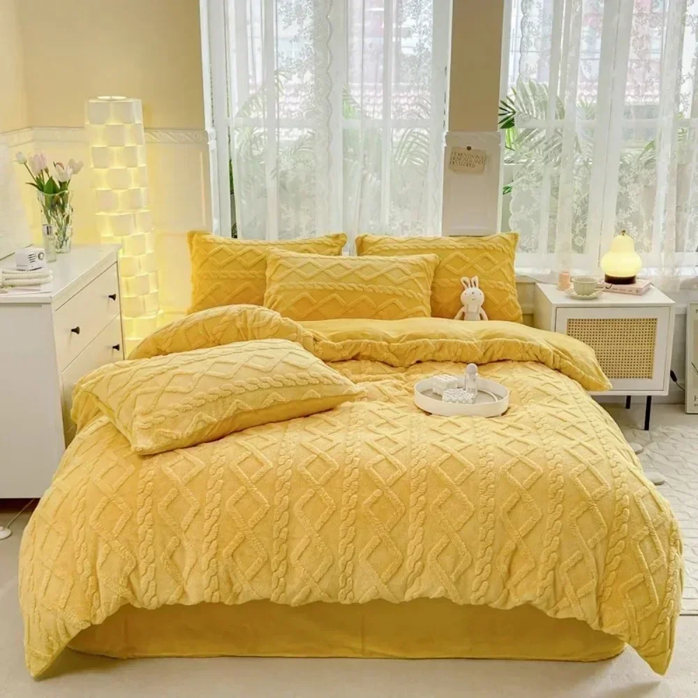 Single Quilt Cover Autumn/winter Thickened Warm Solid Color Duvet Cover 200x230 220x240 Bedding for Double Use with Pillowcases