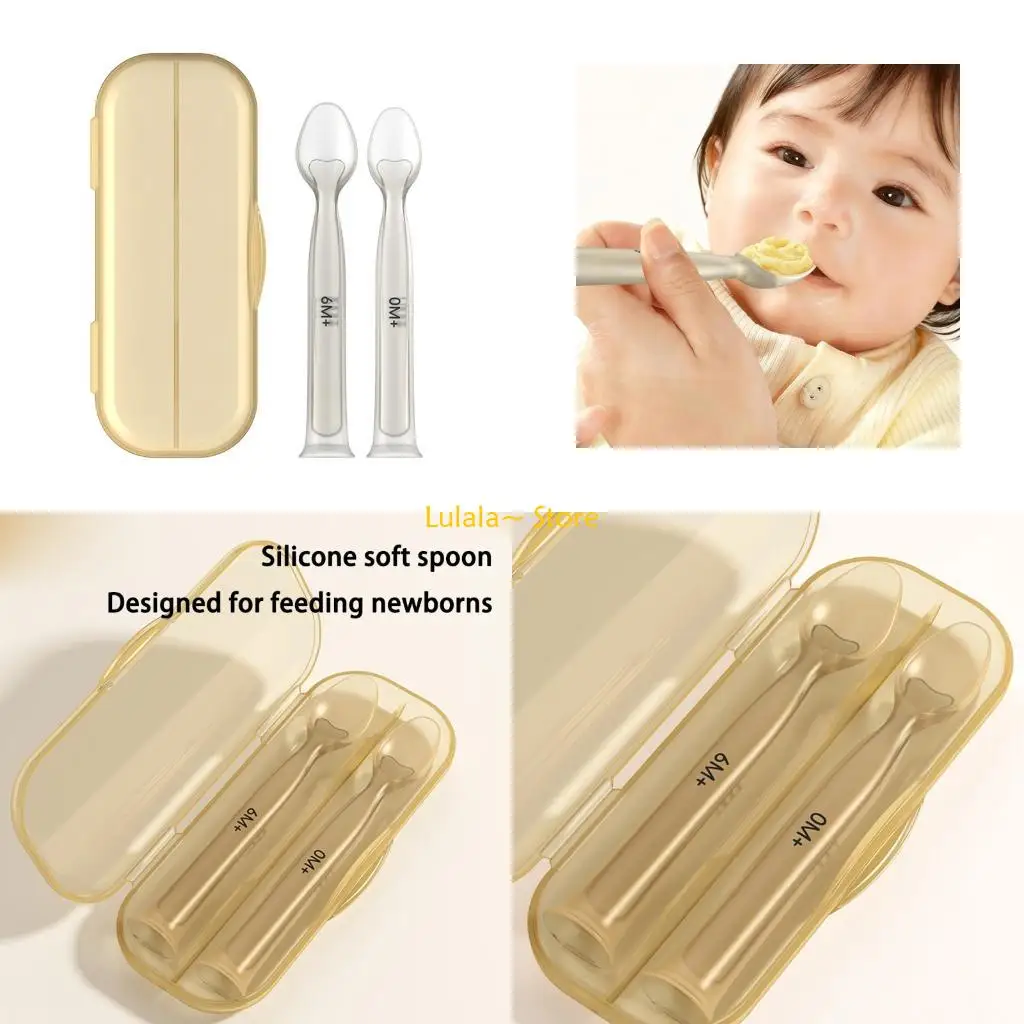 Y4QA Gentle Infant Feeding Spoon Featuring Soft Silicone Design for Comfortable Care Anti Slip Suction Cup Secure Placement