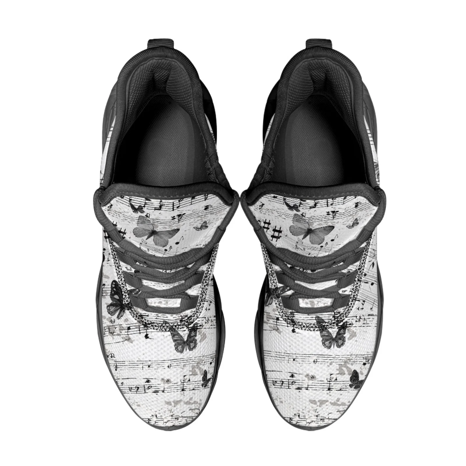 PENSTROLL Music Note Butterfly Lace-Up Men's Running Shoes Mens Running Sneaker for Unisex Lightweight Athletic Footwear