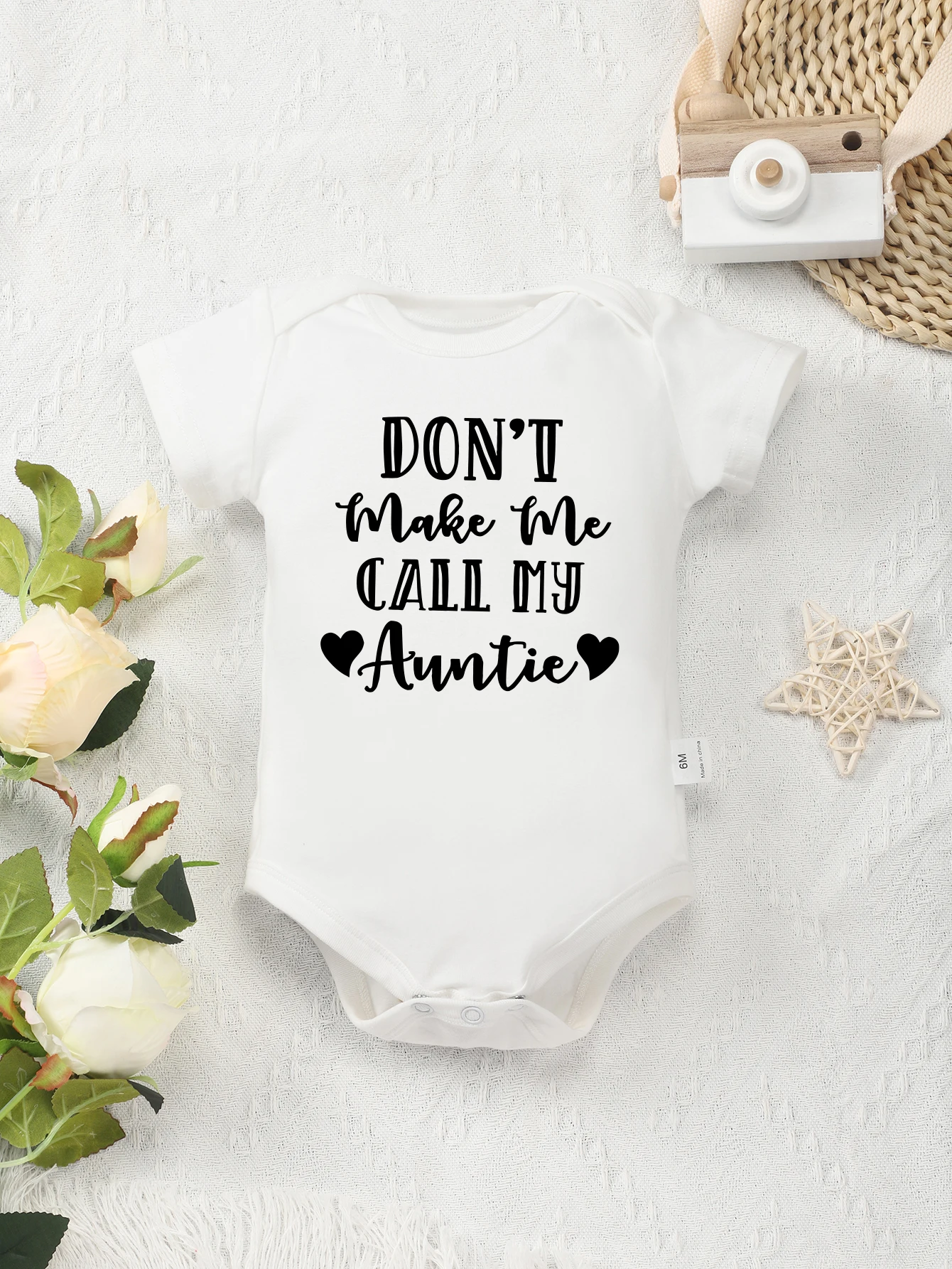 Baby Girl Clothes High Quality Cotton Gift Onesie Don\'t Make Me Call My Auntie Print Funny Cute Newborn Boy Bodysuit White