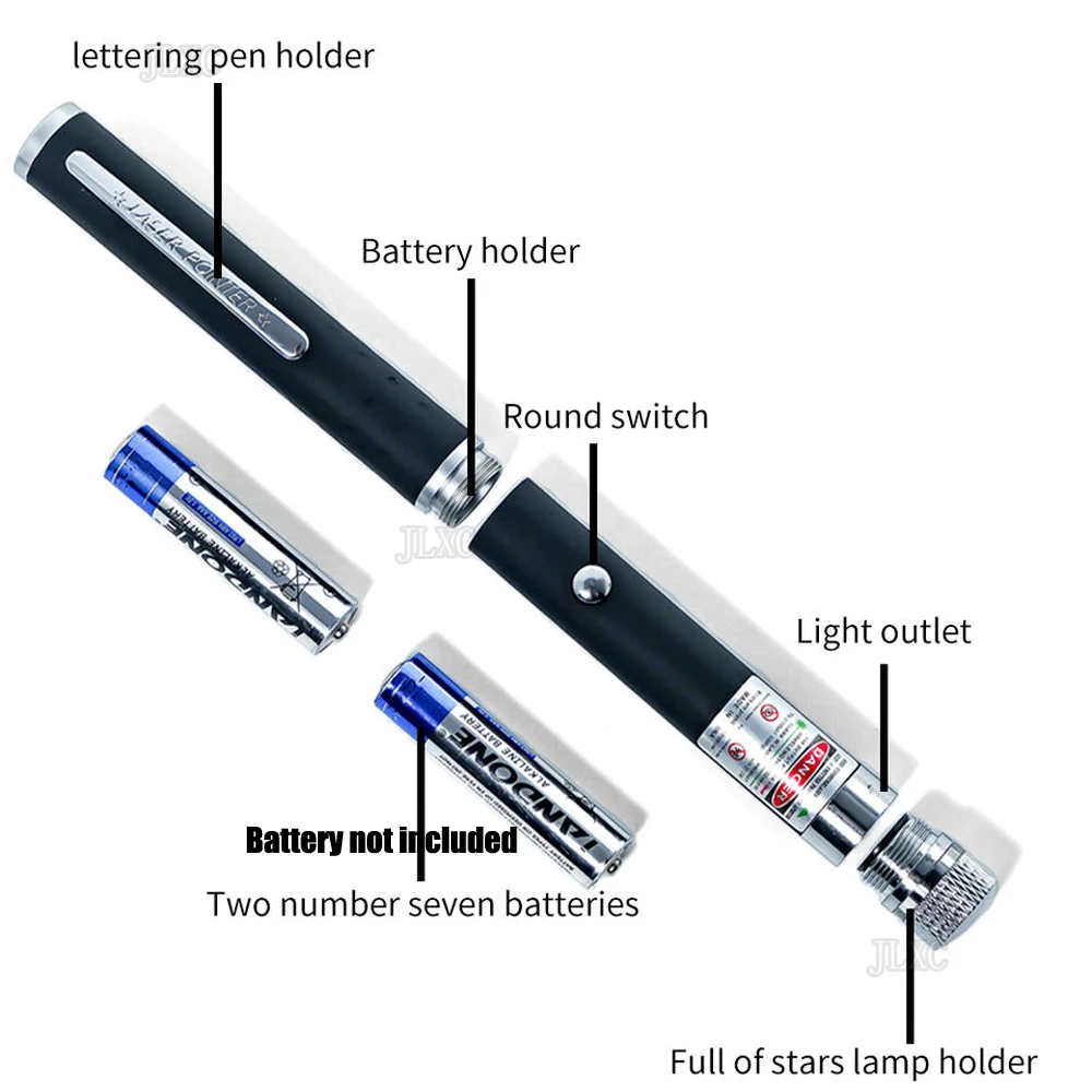 Grüner und roter Laserpointer mit einstellbarer Fokussierung, Laserlicht als Lehr- und Präsentationsmittel sowie als interaktives Spielzeug für Haustiere, Batterie nicht enthalten. – Detail 5