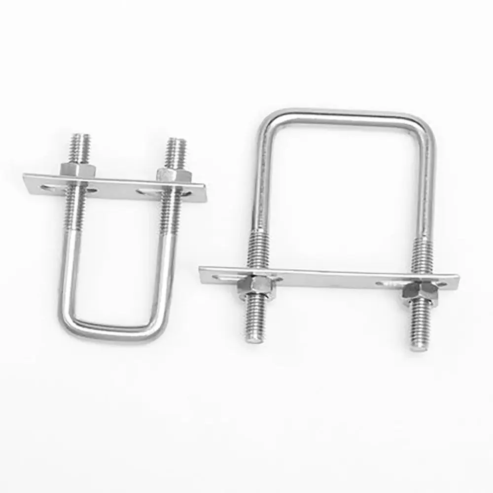 2Sets New Iron Square Clamp Right Angle U-bolt With Baffle Pipe U-clamp Screw M6 Squa Bolt