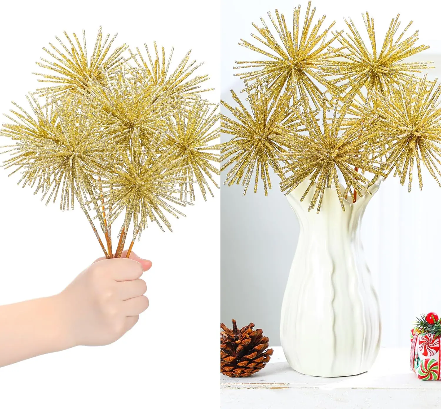 

6 шт. 10-дюймовые золотые выборки для рождественской елки со звездами для венок и центральных предметов стола своими руками