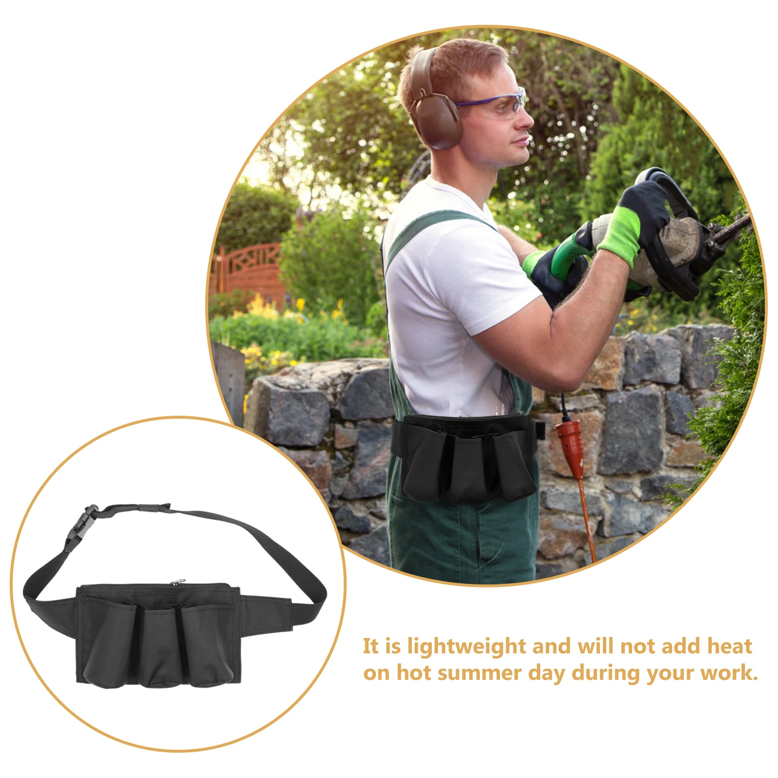 

Black Garden Waist Bag Gardening Tools Belt Adjustable Hanging Pouch Heavy Duty Waterproof Utility Tool Apron for Outdoor Work