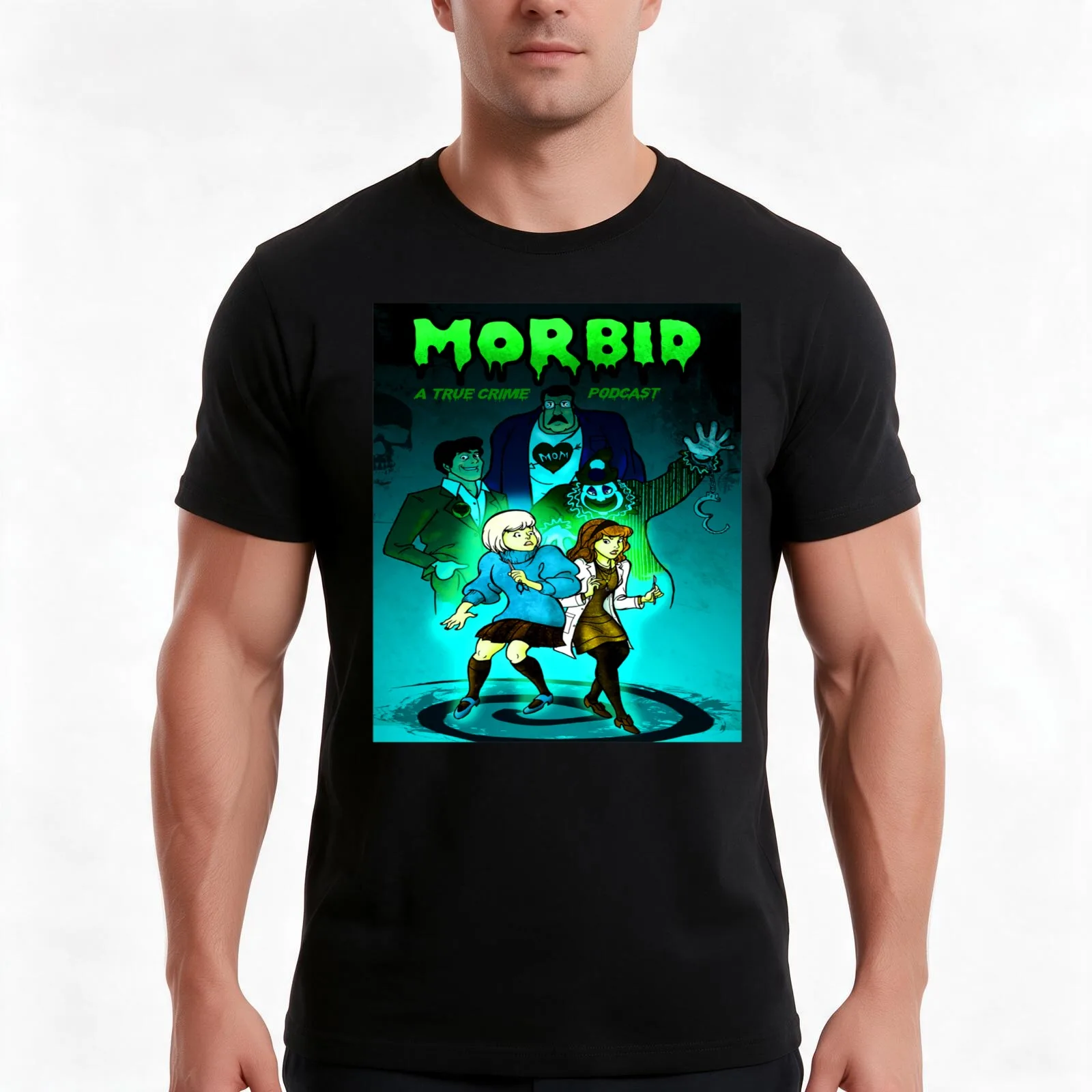 morbid podcast T-Shirt, Summer Casual Cotton Tee, Oversized Streetwear Tops, Vintage Graphic Print, Loose Fit Short Sleeve