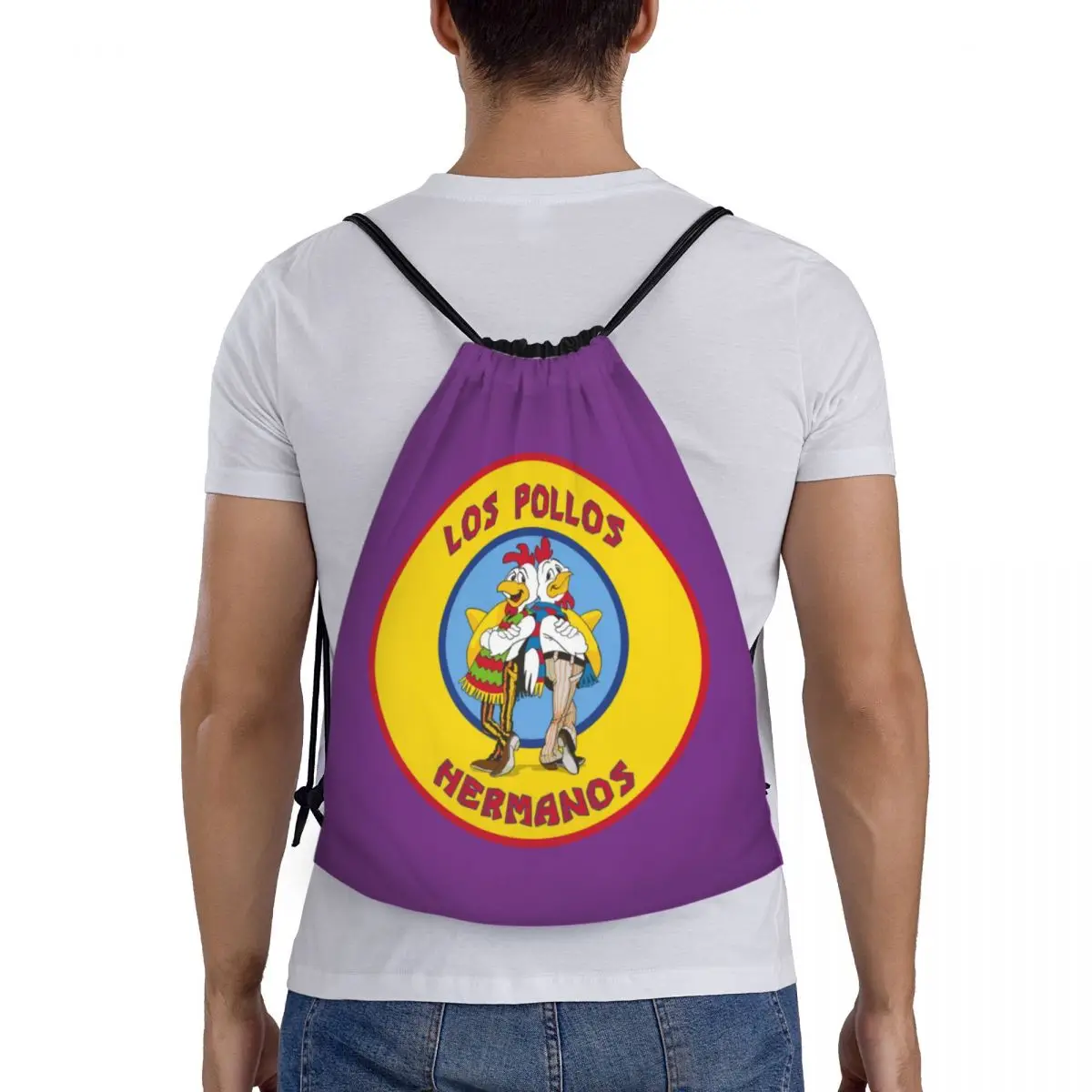 The Chicken Brothers Drawstring Backpack, Sports Gym Bag para mulheres e homens, Breaking Bad, Los Pollos Hermanos