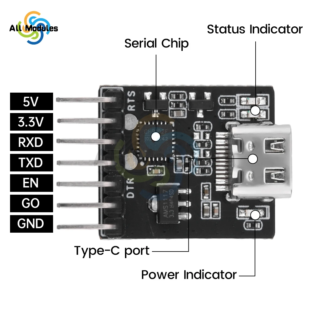 USB to UART/RS232/RS485 Serial Port Burning Downloader Module CH910F Driver For ESP32 TYPE-C
