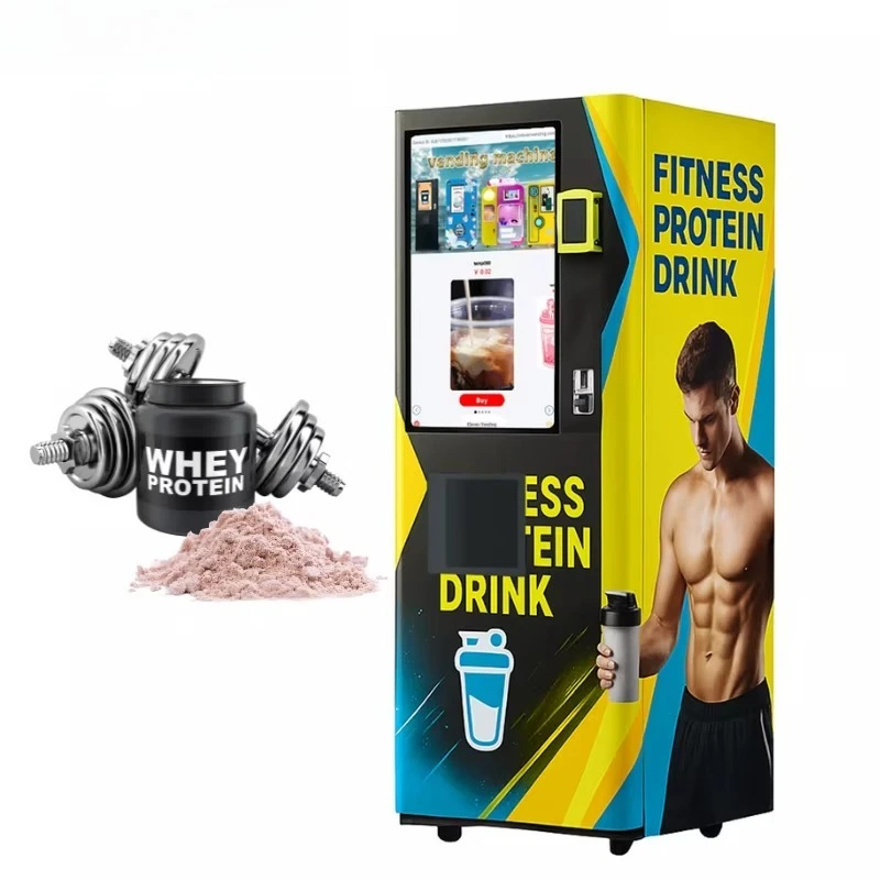 

Smart Protein Shake Vending Machine Automatic Instant Coffee Power Drink Dispenser Multi Flavor Powder Mixing Gym System