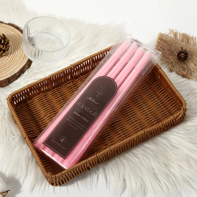 4 A Box Of 30cm Cone Wax Classic European Color Rod Wax Romantic Candlelight Dinner Wedding Smokeless Tasteless Long Rod Candle