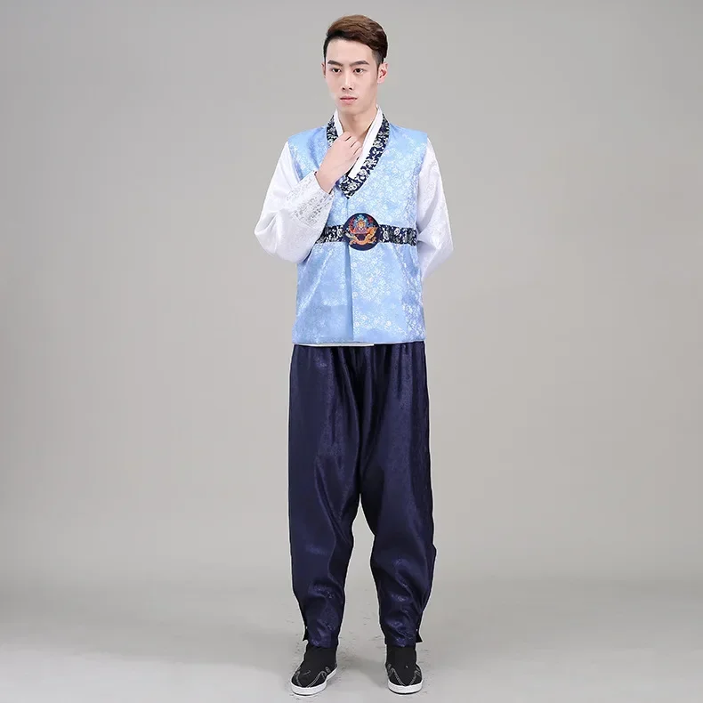

New Arrival Men Korean Hanbok Traditional Clothing 3 PCS Hanfu Korea Folk Clothes Stage Performance Party Cosplay Costume