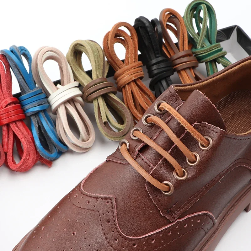 

High Quality Flat Shoelaces Solid Leather Shoe Laces Classic Multicolor Leisure Shoes Outdoor Martin Boots Shoelace Woman Man